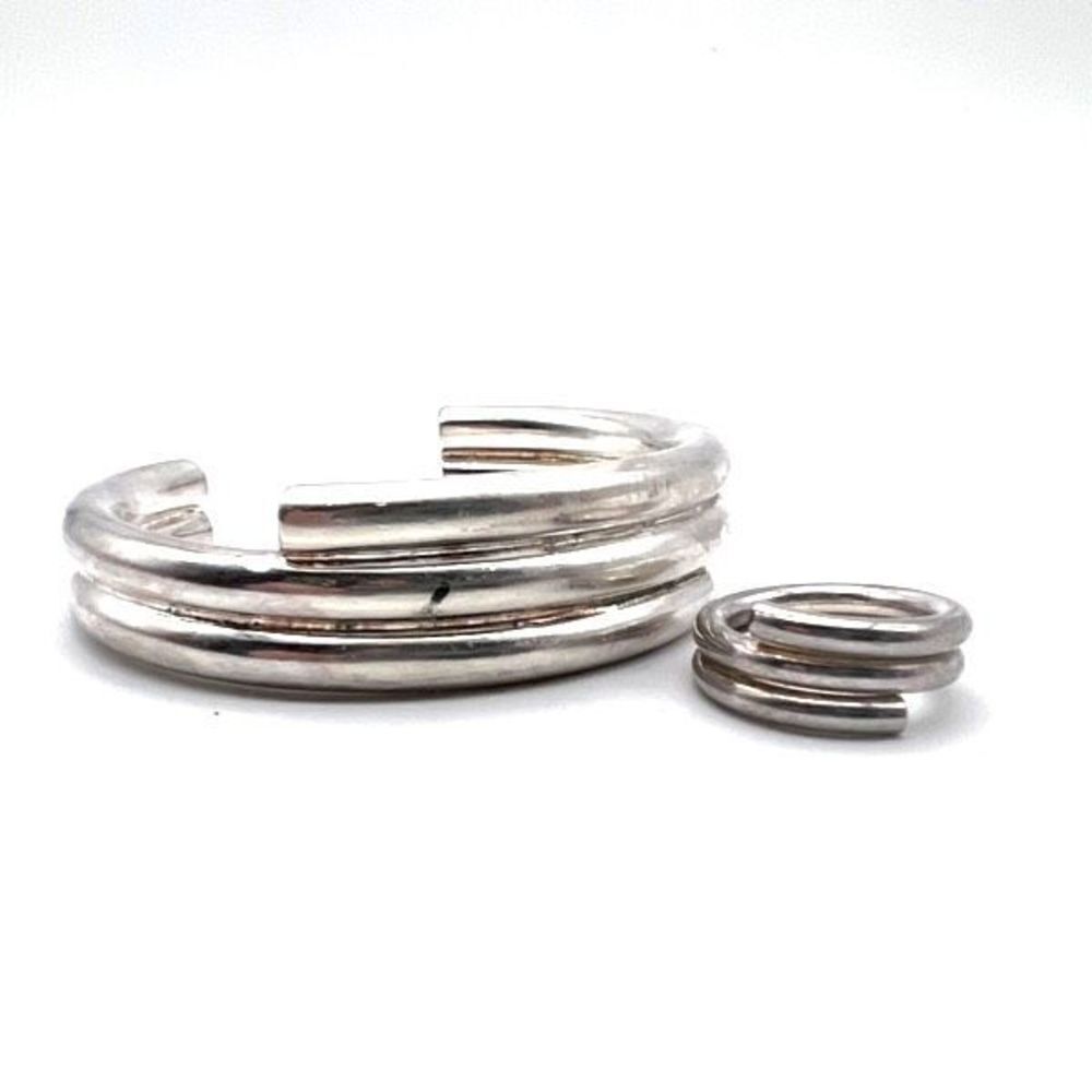 TRADEMARK™ Burch sisters art deco bangle‎ bracelet silver cuff & ring size 6